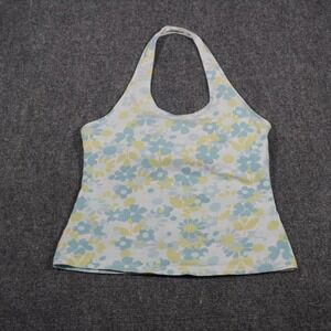 Ann Taylor LOFT Floral Halter Top White Blue Yellow‎ Size M